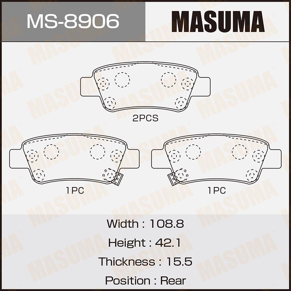 MASUMA MS-8906 Vehicles Accessories Metallic Brake Pads Low Met 43022-T1G-G00 43022-SWW-G01 43022-SWW-G02 for HONDA CR-V UK4WD
