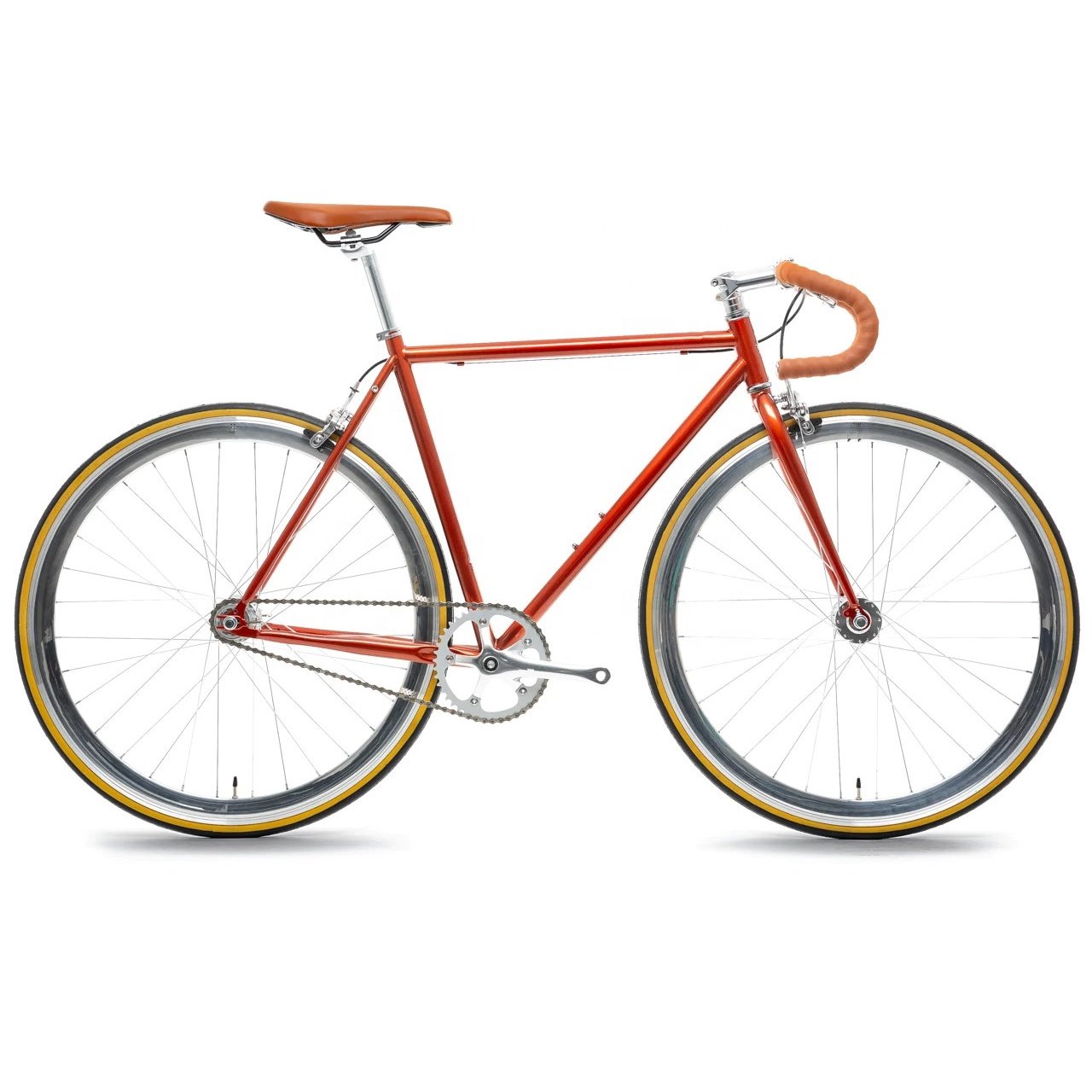 Colorful Fixed Gear Bike Men Bullhorn Handlebar Fixie Gear Bicycle Steel Frame Single Speed Road Handlebar Fixie Bike Fixed Gear