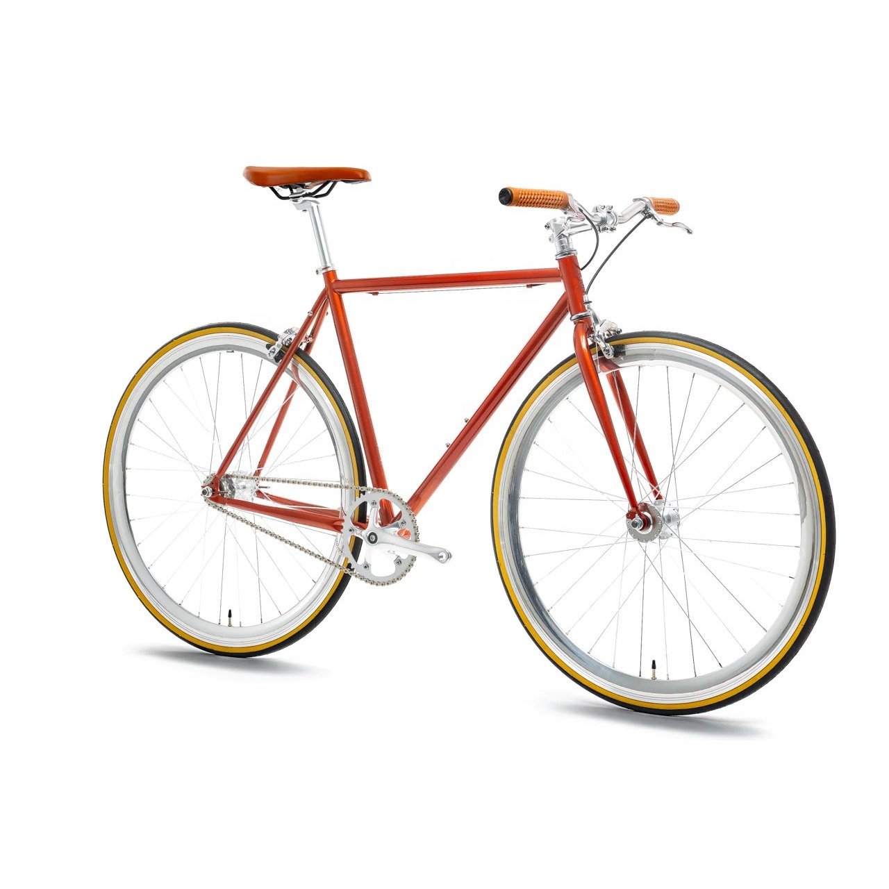 Colorful Fixed Gear Bike Men Bullhorn Handlebar Fixie Gear Bicycle Steel Frame Single Speed Road Handlebar Fixie Bike Fixed Gear