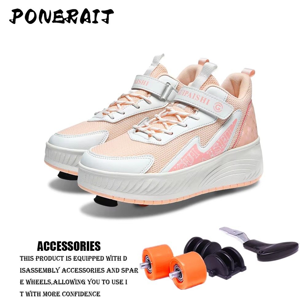 High Quality 2-Wheel Roller Skating Sneaker for Boys Fashionable Brake Dual-Purpose Casual Shoes Spring Gift for Friends