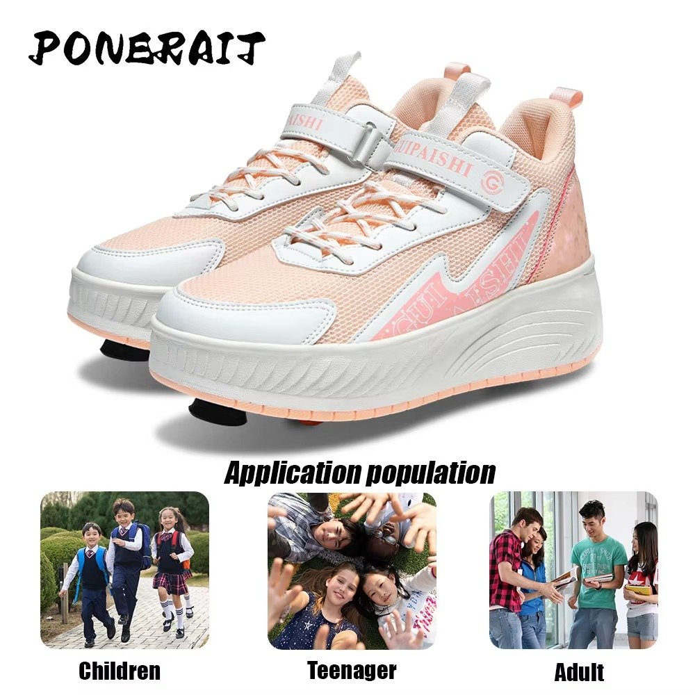 High Quality 2-Wheel Roller Skating Sneaker for Boys Fashionable Brake Dual-Purpose Casual Shoes Spring Gift for Friends