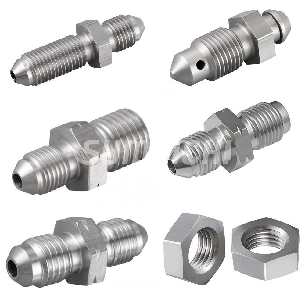 SUMEICHI Auto Parts Stainless Steel Straight 45/90 Degree AN3 AN4 Male Flare to 1/8" NPT Brake Line Hose Fitting