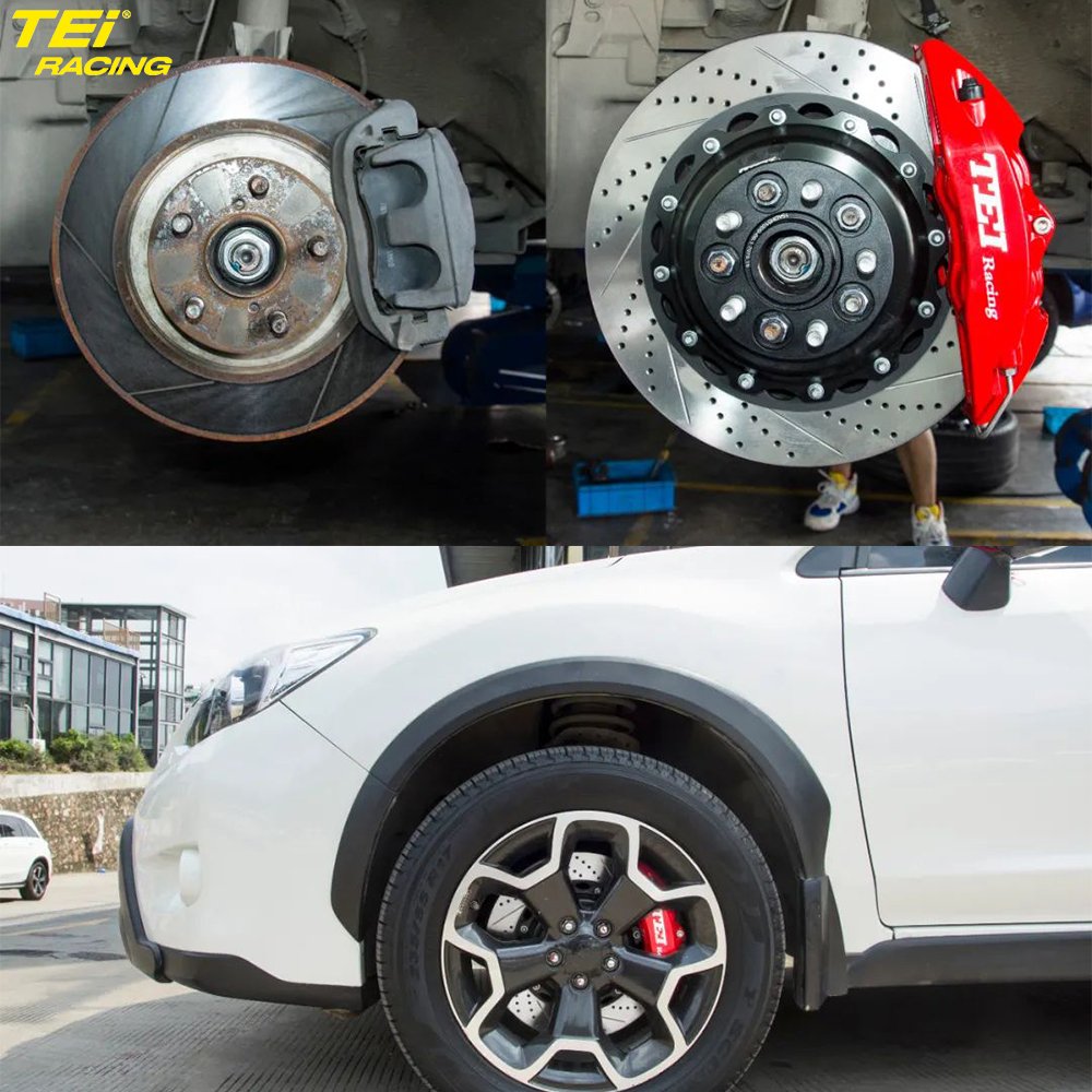 TEI Racing P40NS Front Big Brake Kit 4 Piston Caliper with 330*28mm Rotor Auto BBK Brake System for Subaru XV 17 Inch Car Rim