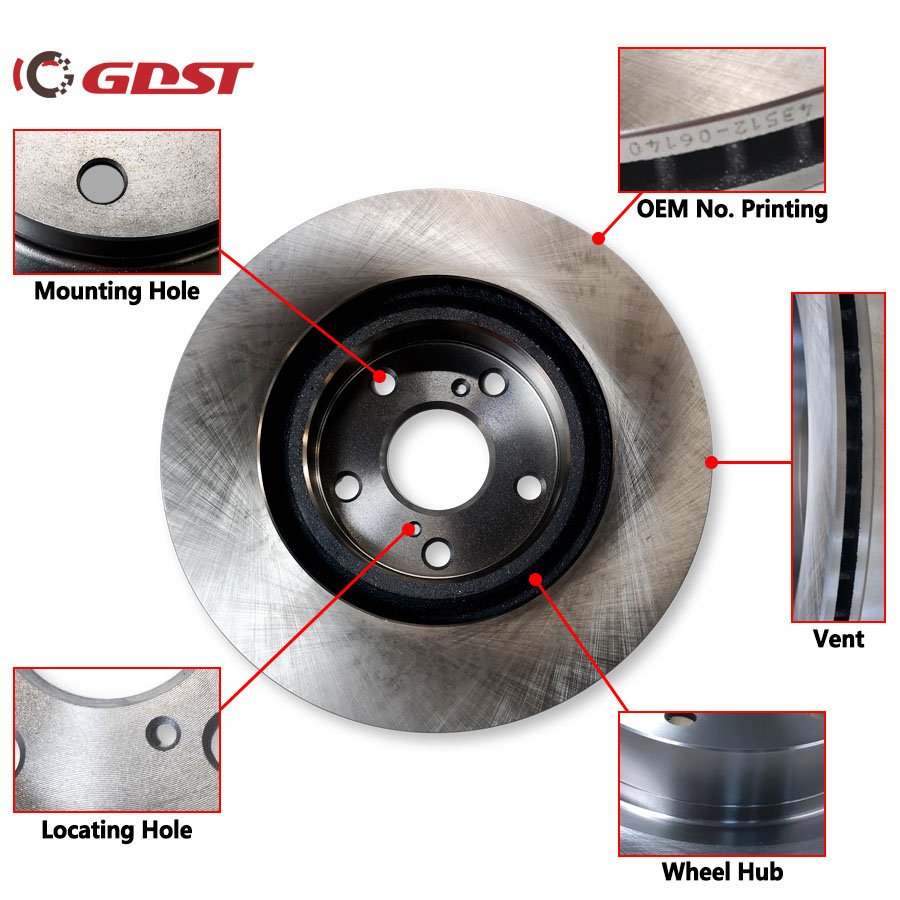 GDST High Quality Auto Part Front Disc Rotor Car Ceramic Brake Disc for Toyota Vios Corolla Hilux Hiace Hyundai H1 Suzuki