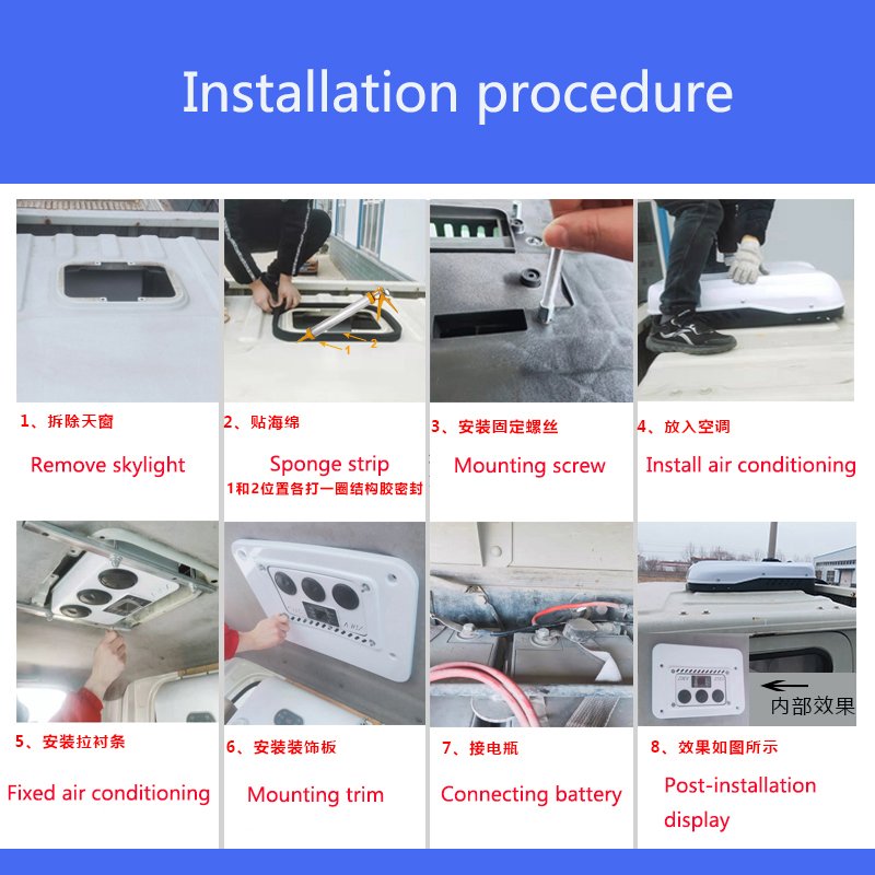 Solar Van RV Car Caravan Cabin Electric Inverter Conditioning Parking Cooler Rooftop Truck Air Conditioner