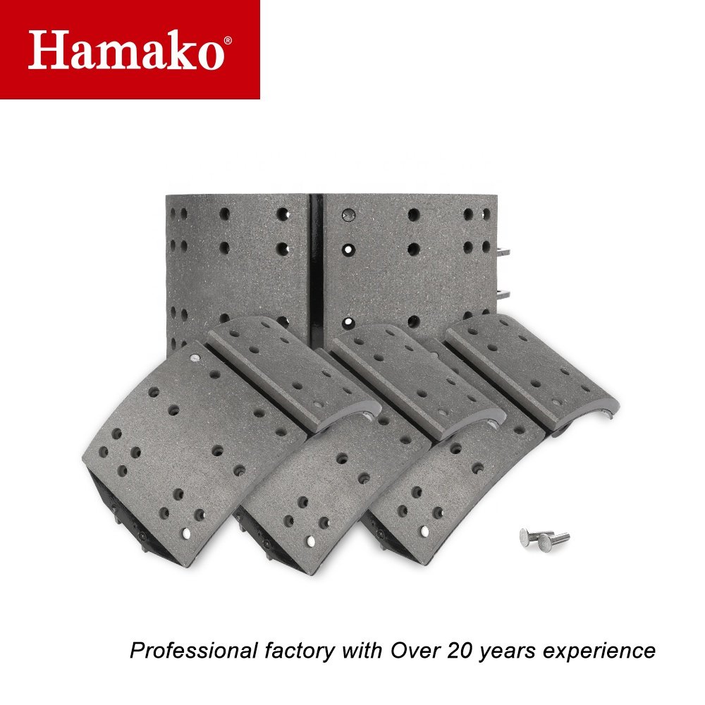 Daewoo Heavy Duty Auto Spare Parts Truck Asbestos Free Metallic Ceramic Brake Lining Front Rear Back Aluminum Rivets