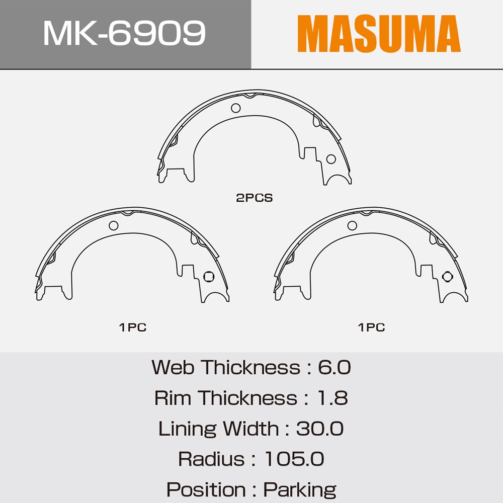 MK-6909 MASUMA Auto Vehicles Accessories Rear Brake Shoe 4800A057 4800A058 MR535718