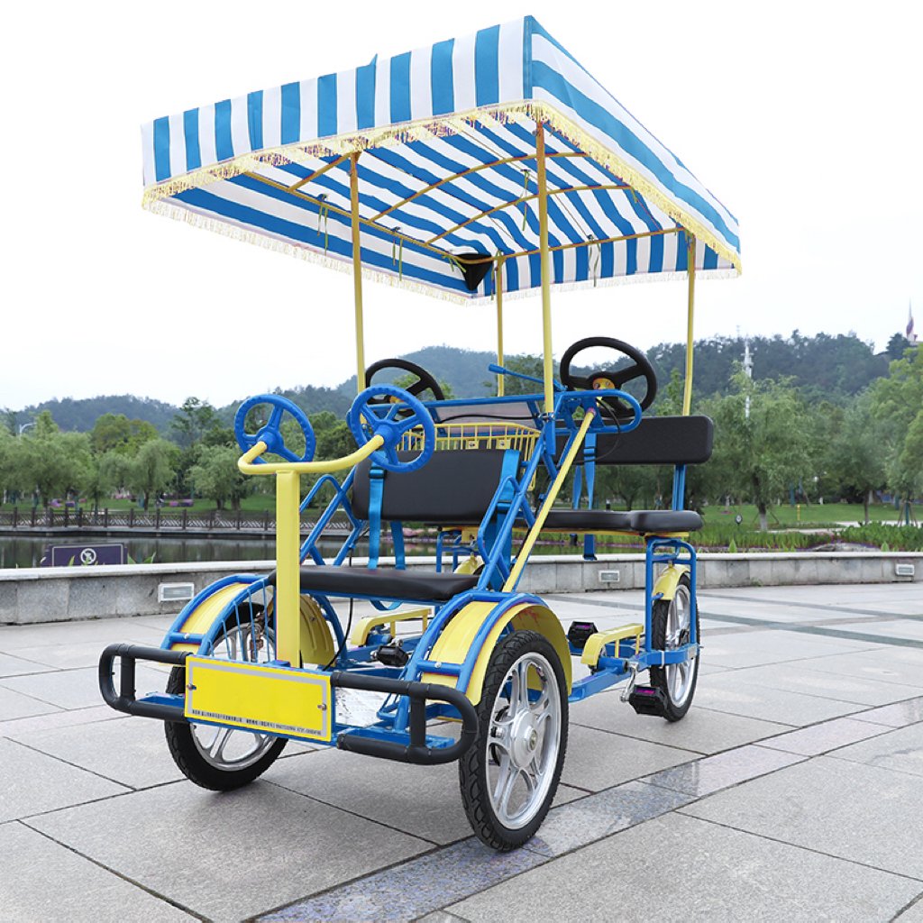 All Kinds of Color 4 Wheel Single Row Surrey Bike 4 Person Safety Surrey Bicycle With Baby Seat for Sale