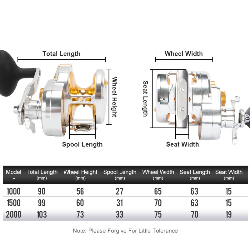 WGF Full Metal Slow Fishing Reel 8+1BB 6.3:1 Max 13kg Slow Jigging Reel Single Hand Saltwater Trolling Reel