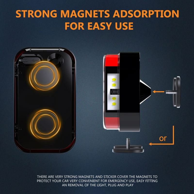 Magnetic Led Wireless Trailer Rear Lights Kit Rechargeable Brake Turn Indicator License Plate Lights Parking for Towing Caravans