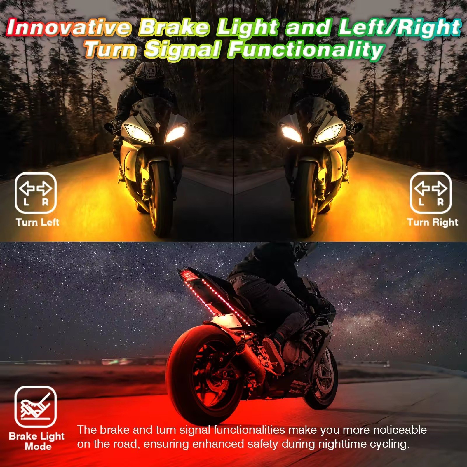 Motorcycle Luminous Bottom Light RGB Atmosphere Decorative Light LED Light Belt Set Accessories