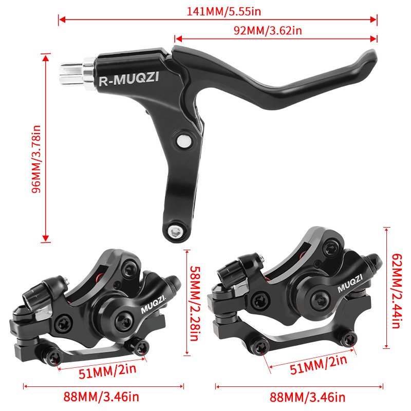 MUQZI MTB Road Bike Brake Calipers 140mm 160mm 180mm Bike Disc Brake Rotor With Brake Cable Kit