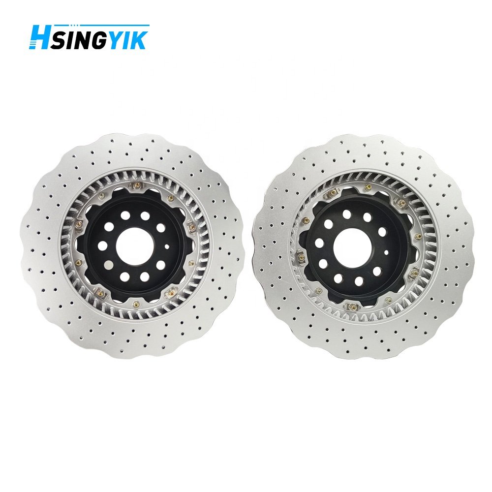 365 MM High Tech Upgrade 2-Piece Light Weight Rear Axle Drilled Brake Rotor for Tesla S Plaid Stock Calipers