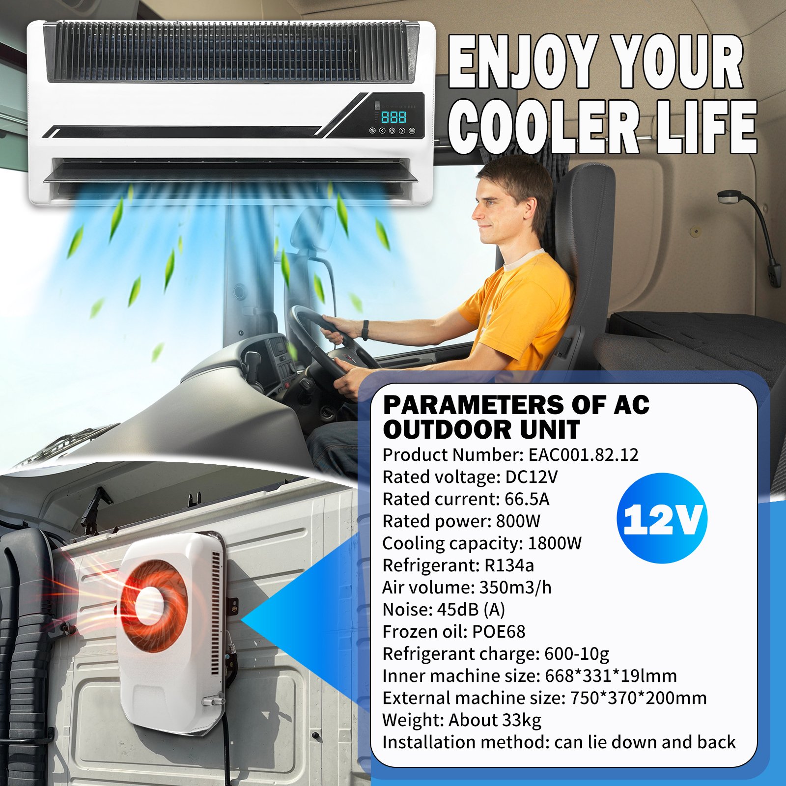 12/24 Volt air Compressor Electric air Conditioner Parking Cooler Auto AC Evaporator for RV Car