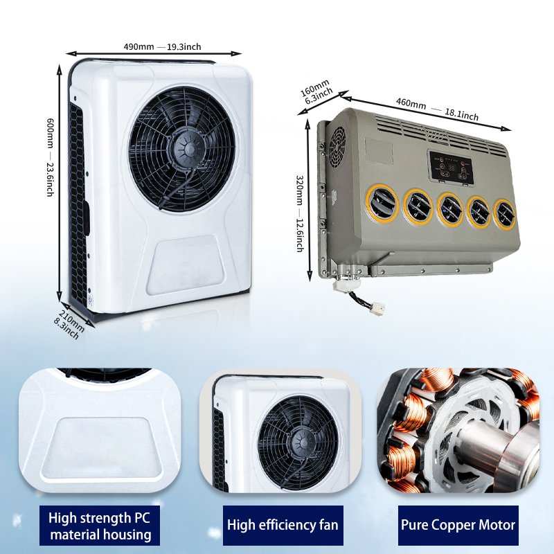 Hot Selling Excavating 12v/24v Rooftop air Conditioner Split Truck Cab Parking air Conditioner for Truck Car Universal RV Van