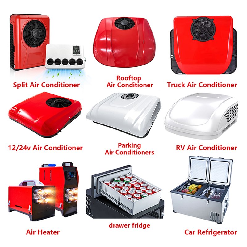 Hot Selling Excavating 12v/24v Rooftop air Conditioner Split Truck Cab Parking air Conditioner for Truck Car Universal RV Van