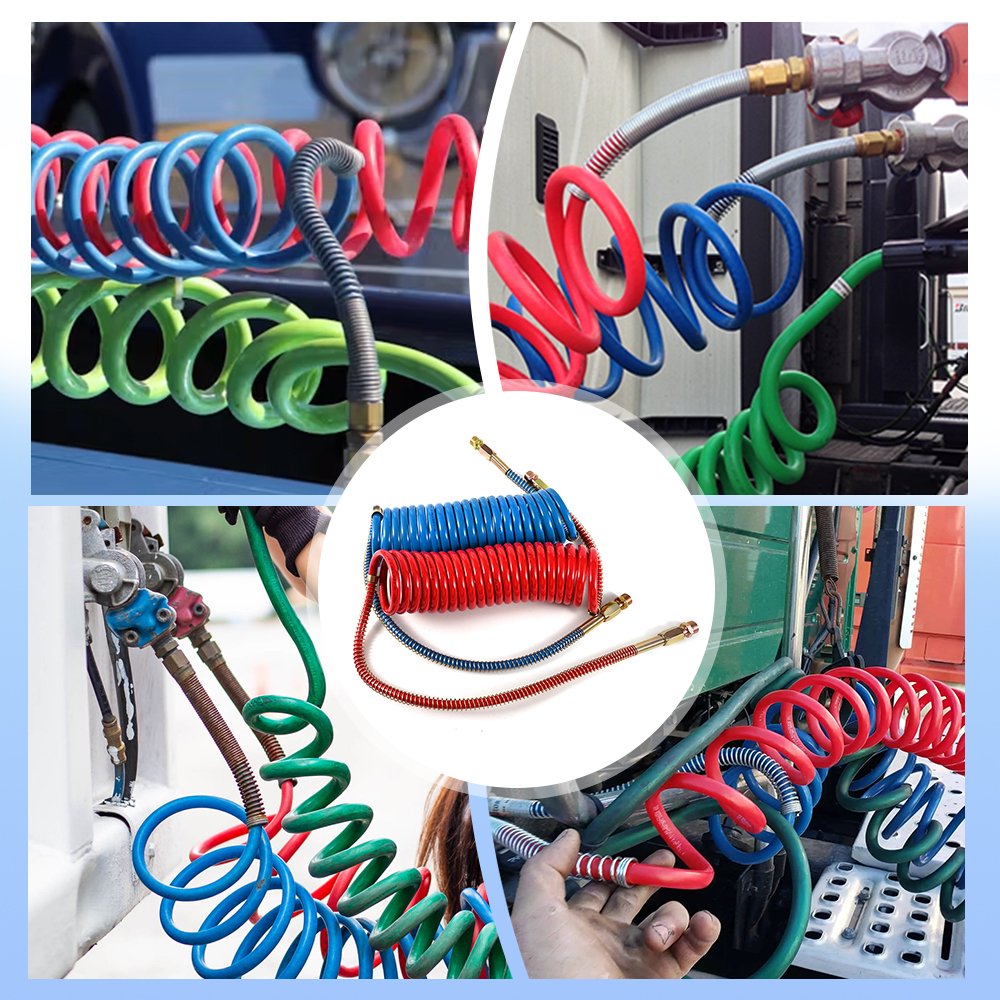 Explosion-Proof Frost-Resistant PP PA Nylon Spiral Coil Air Brake Hose Flexible Air Connections for Trucks Trailers Tractors
