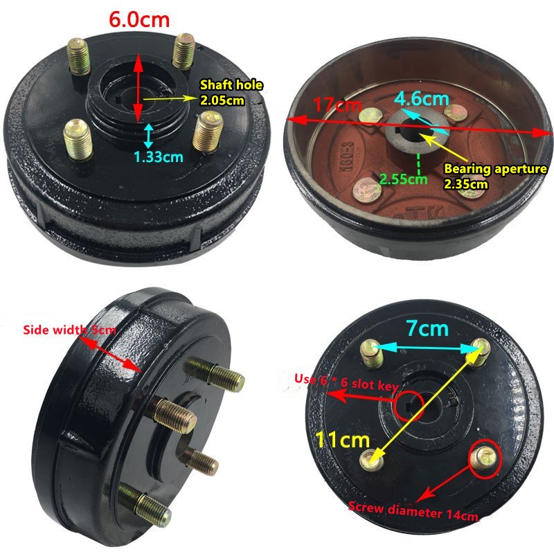 Electric Vehicle Motorcycle Axle Wheel Hub Tire Brake Drum Plate Thickened Wear