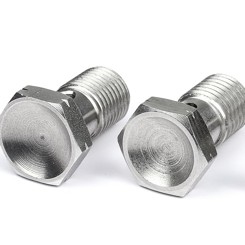 M10 Sub-Cylinder Bolt 304 Stainless Steel Single Double Hole Brake Fine Tooth Caliper Hollow Oil Pipe Screw Hexagon Nozzle Bolts