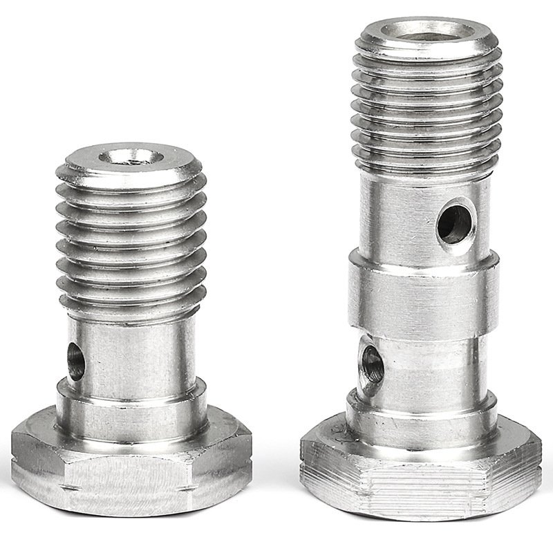 M10 Sub-Cylinder Bolt 304 Stainless Steel Single Double Hole Brake Fine Tooth Caliper Hollow Oil Pipe Screw Hexagon Nozzle Bolts