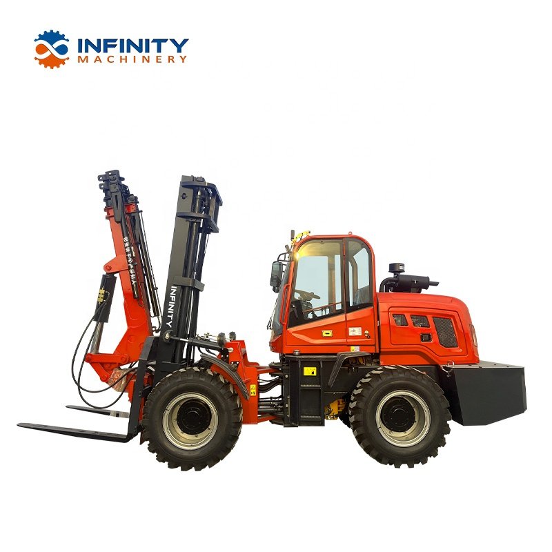 Hot Sale 4x4 Wheel Drive Forklift Rough Terrain Forklift 5 Ton off Road Forklift with Cabin