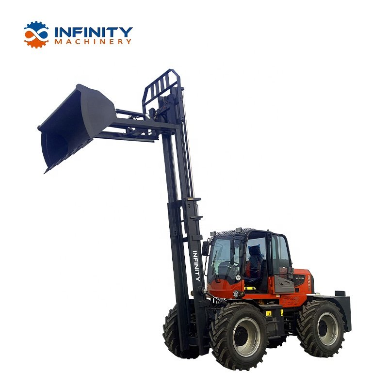 Hot Sale 4x4 Wheel Drive Forklift Rough Terrain Forklift 5 Ton off Road Forklift with Cabin