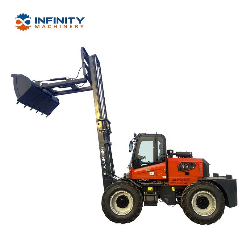 Hot Sale 4x4 Wheel Drive Forklift Rough Terrain Forklift 5 Ton off Road Forklift with Cabin