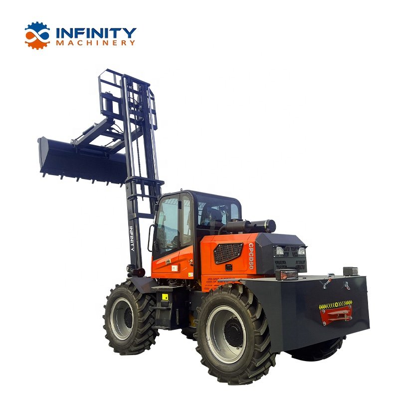 Hot Sale 4x4 Wheel Drive Forklift Rough Terrain Forklift 5 Ton off Road Forklift with Cabin