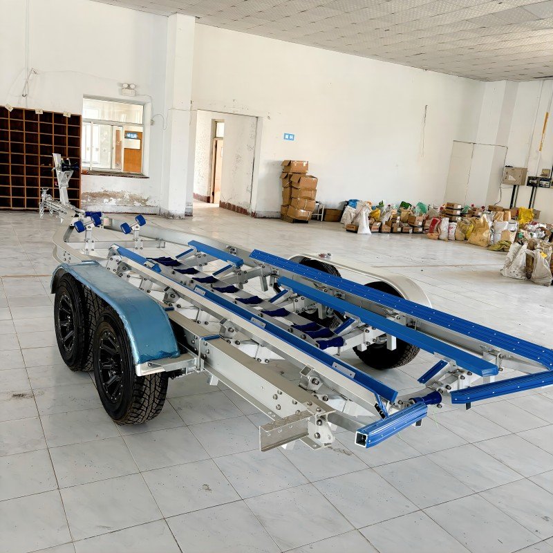 27ft tandem Axle Poly Bunks Aluminum Fishing Boat Trailer for Sale with Factory Price and 6 Piston Brake Caliper