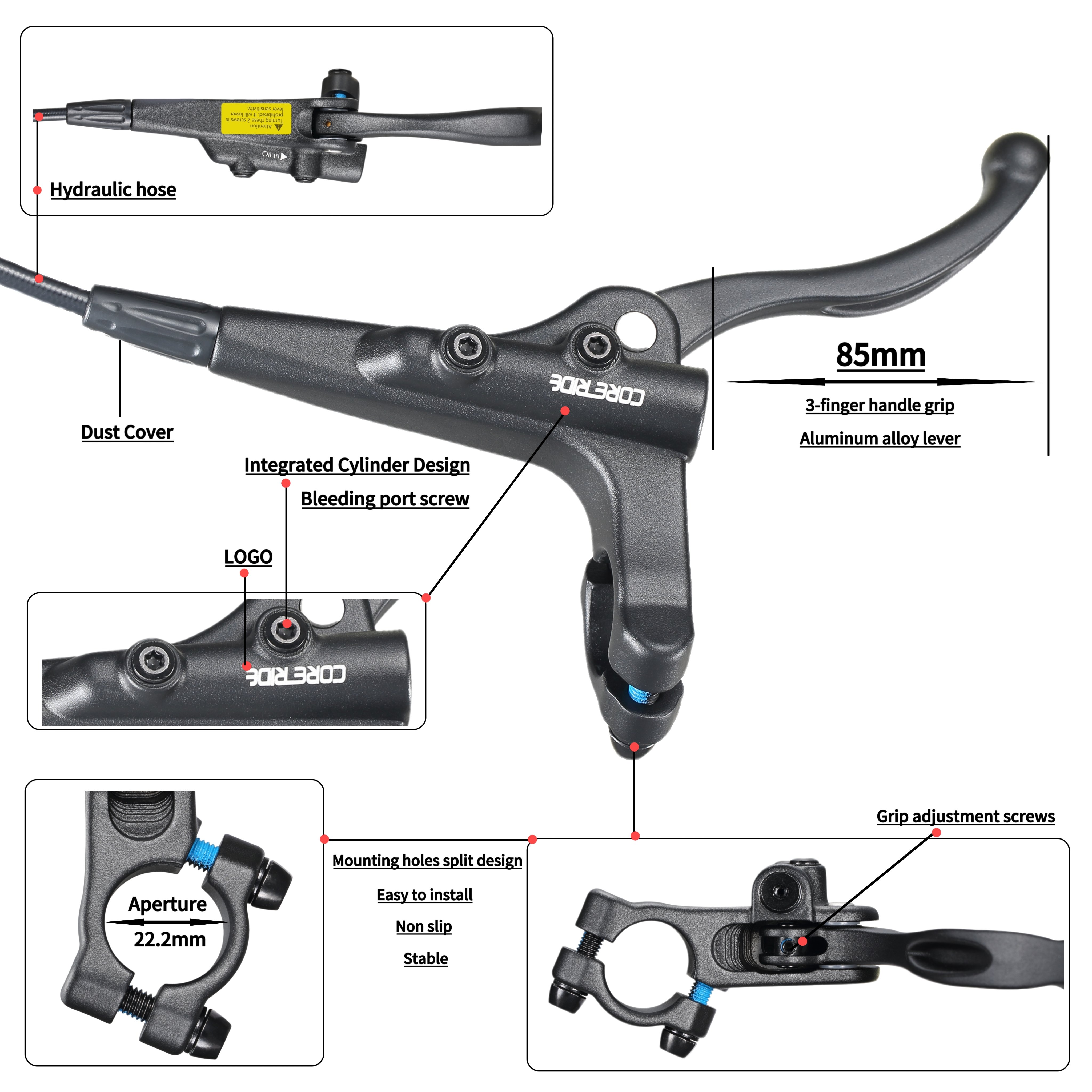 Mountain Bike Disc Brake Set Hydraulic Front Rear Caliper Hydraulic Brakes for Bikes Hydraulic Hose Sizes Can Be Customized