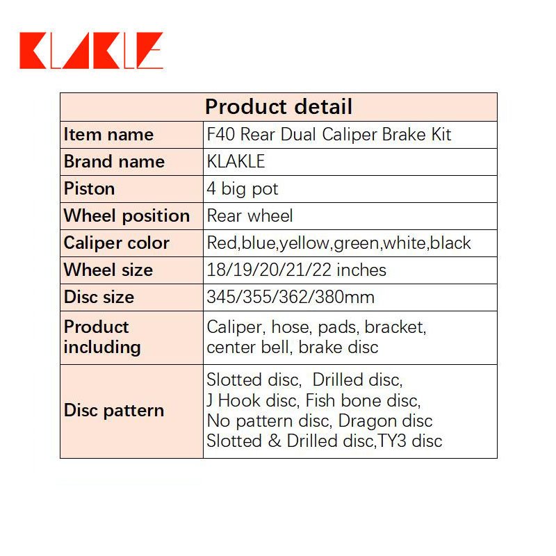 KLAKLE Big Brake Calipers F40 Dual Brake Caliper 380*28MM Racing Disc Kit for Ford Focus 2010