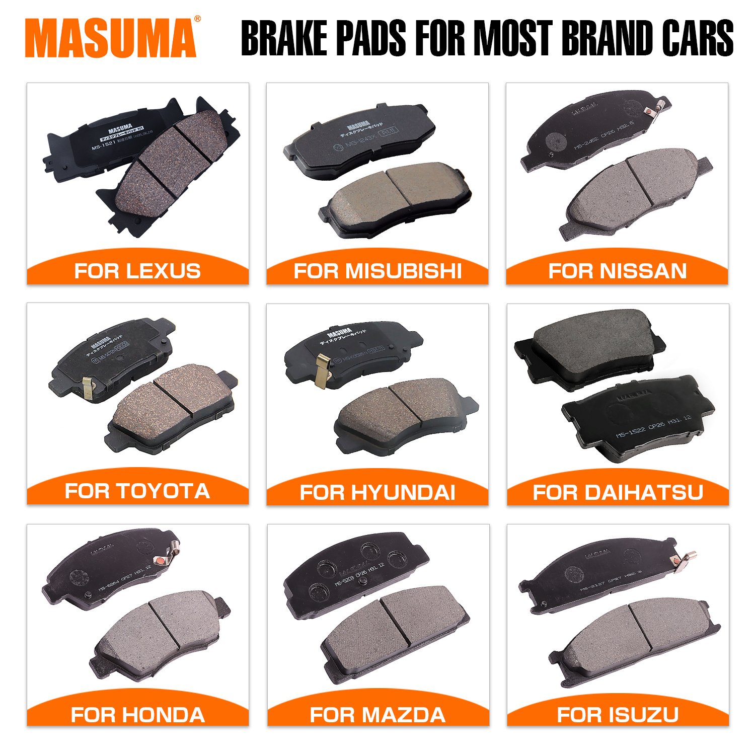 MASUMA MS-1237 Car Japanese Part Brake Pads Brake Shoes on Sale 04465-25040 04465-26260 Brake Pad for HiaceToyota