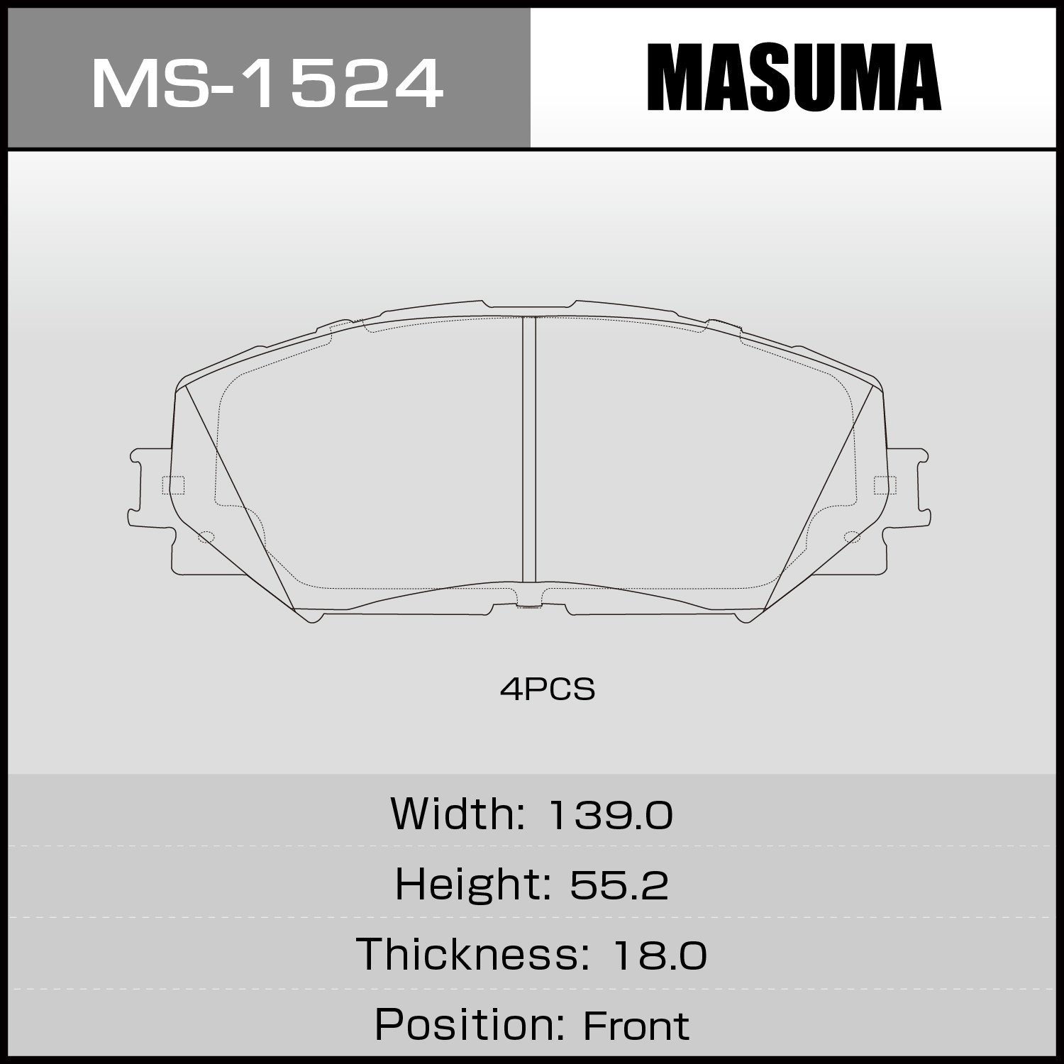 MASUMA MS-1524 Brake Pads 04465-02220 04465-42160 Manufacturer Low Price Brake Pad Manufacturers for Toyota Lexus