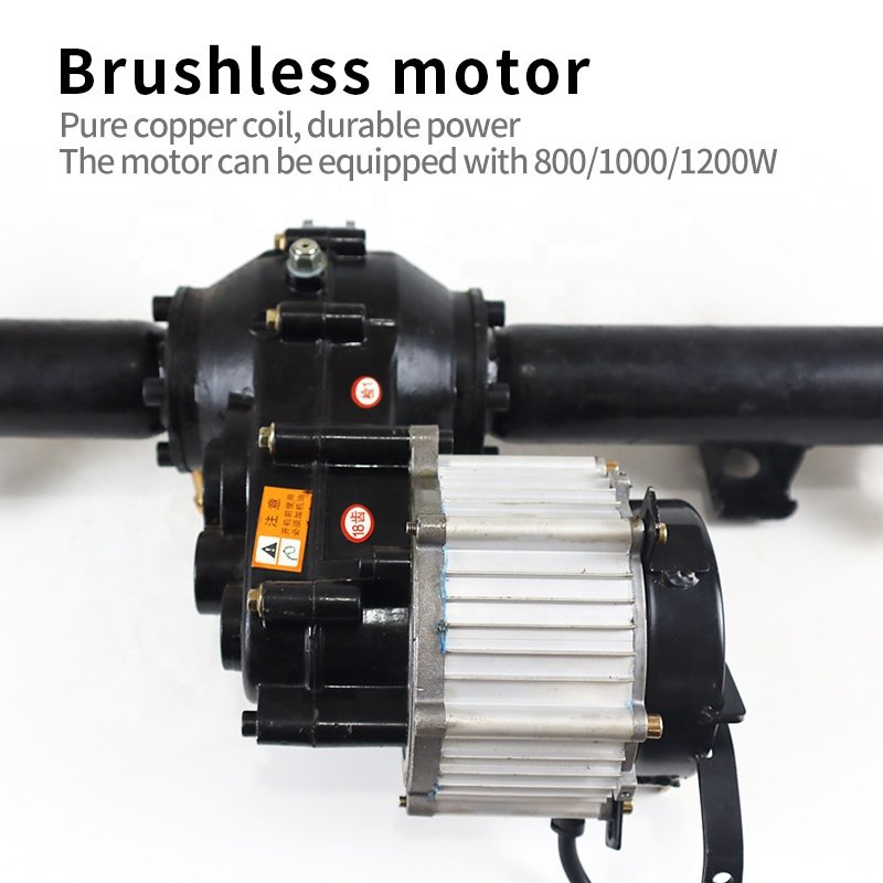 Customized 800 1000 1200w Dc Brushless Low Speed Electric Motor Brake Rear Axle Gear Reducer Differential Electric Tricycle