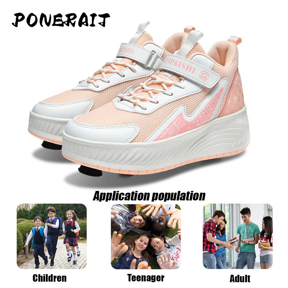 2-Wheel Roller Skating Sneaker Fashionable Brake Dual-Purpose Casual Shoes Boys Best Gift Idea Friends Made High Quality PU