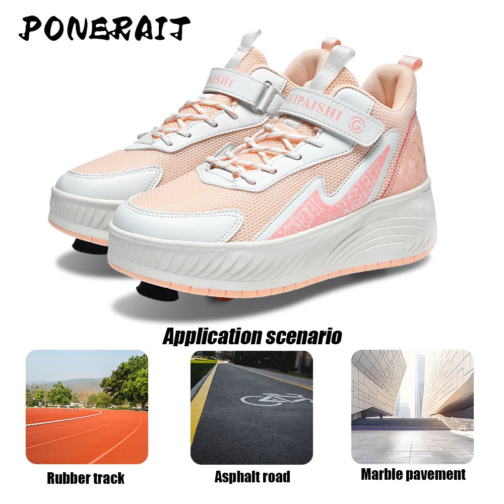 2-Wheel Roller Skating Sneaker Fashionable Brake Dual-Purpose Casual Shoes Boys Best Gift Idea Friends Made High Quality PU