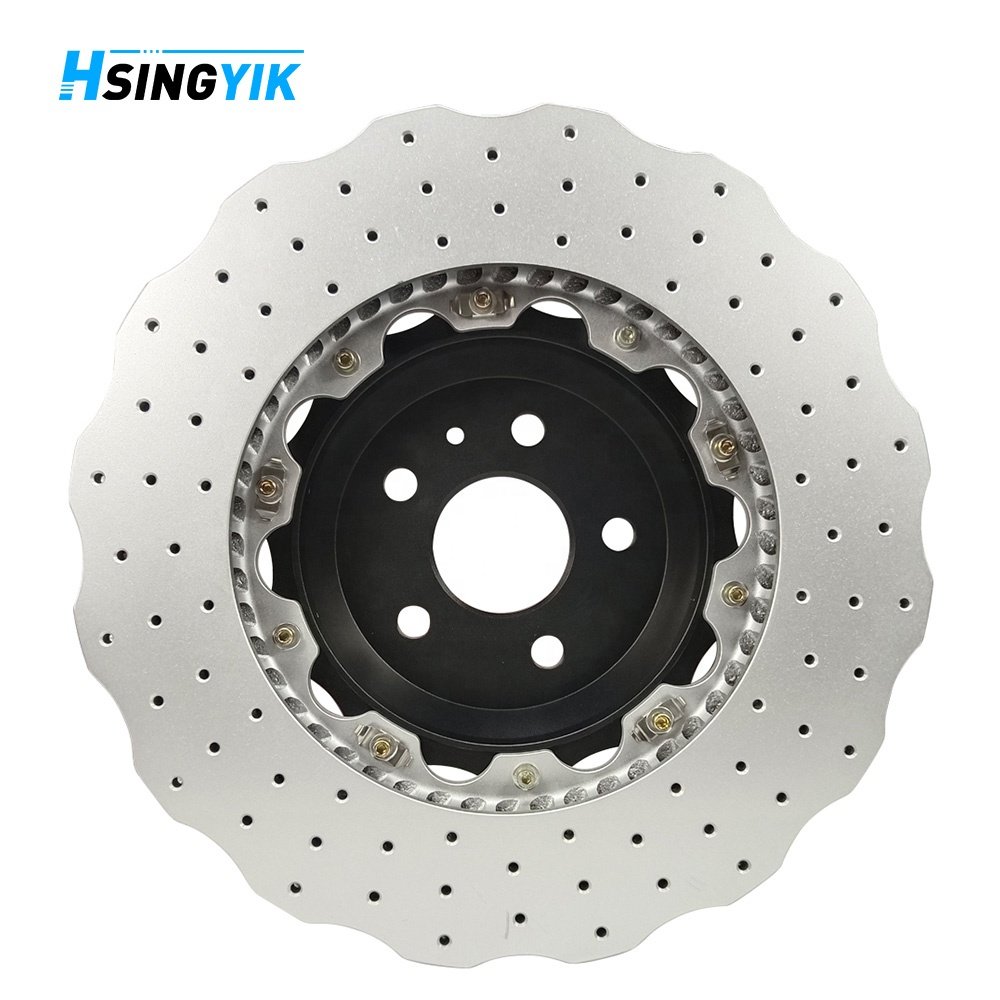 High Carbon Wave Design Perforated Drilled 380 MM Front Brake Discs for Tesla S Plaid