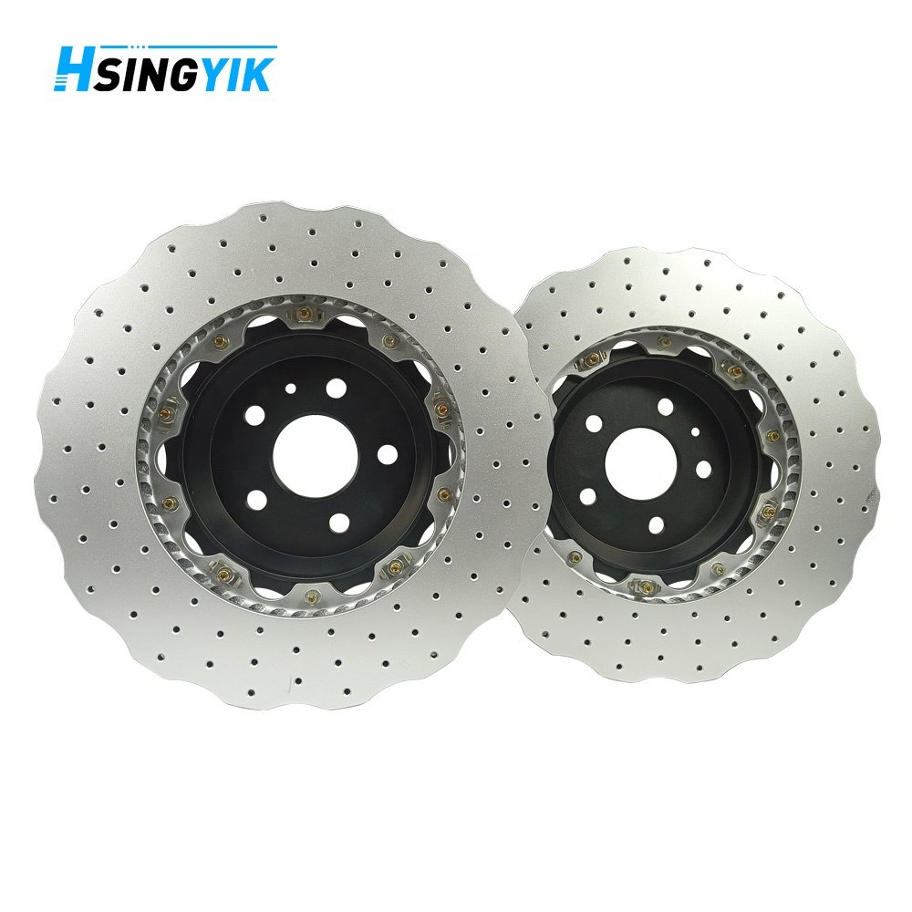 High Carbon Wave Design Perforated Drilled 380 MM Front Brake Discs for Tesla S Plaid