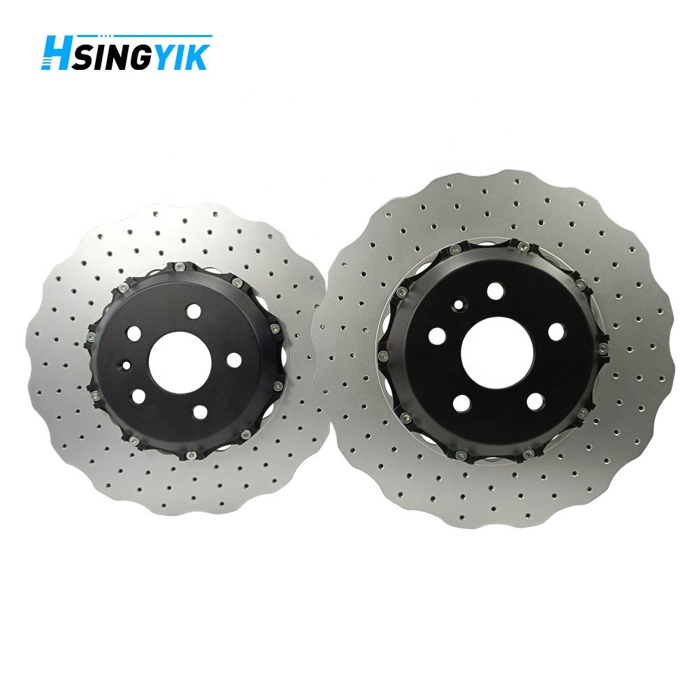 High Carbon Wave Design Perforated Drilled 380 MM Front Brake Discs for Tesla S Plaid