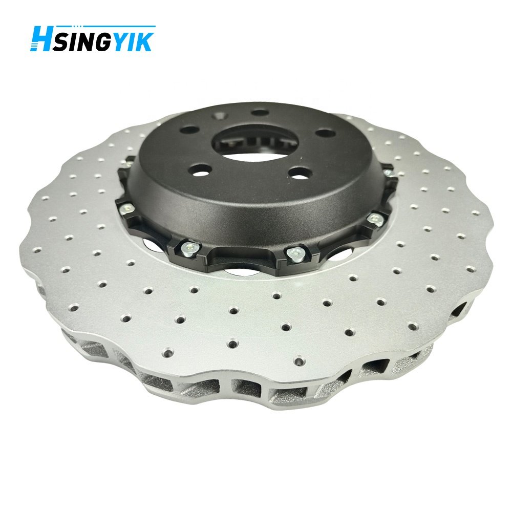 High Carbon Wave Design Perforated Drilled 380 MM Front Brake Discs for Tesla S Plaid