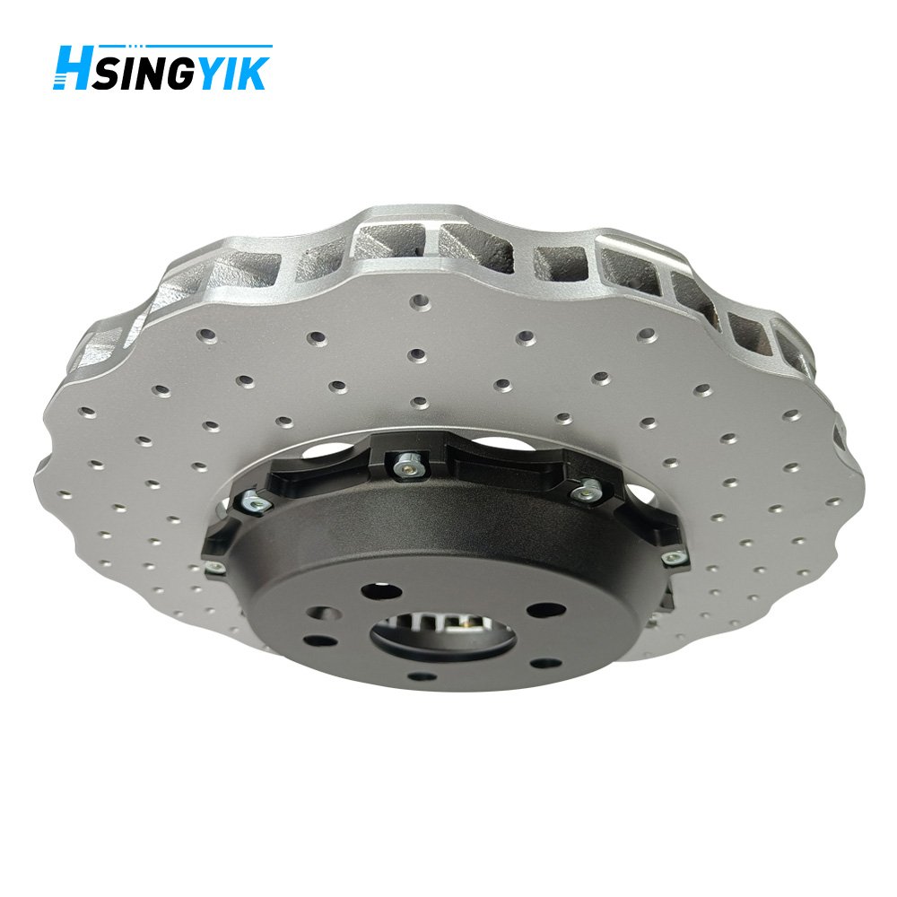 High Carbon Wave Design Perforated Drilled 380 MM Front Brake Discs for Tesla S Plaid