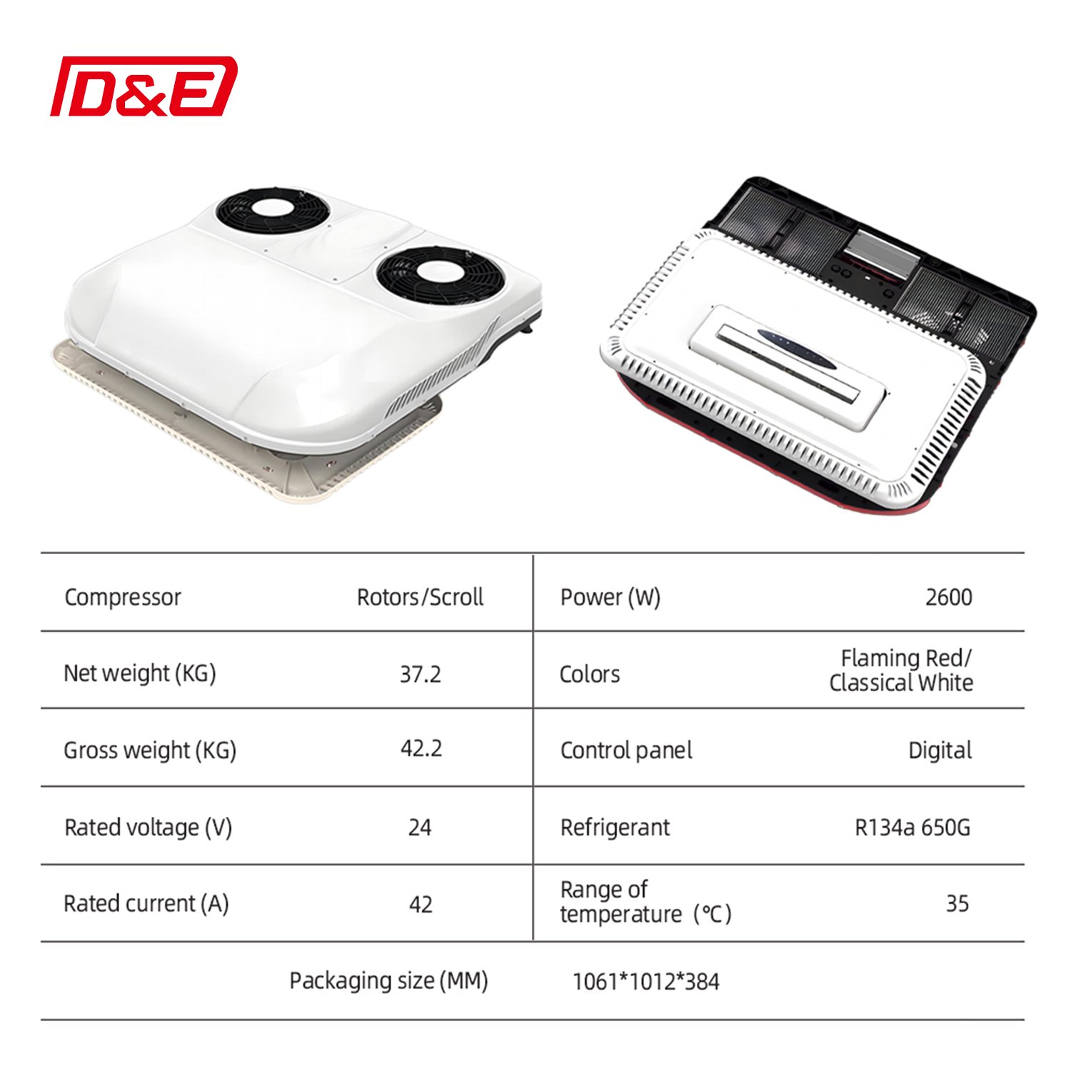 12v 24v Parking air Conditioner 2600w 9000BTU Rotary Compressor Brushless Motor Silent Thin for Truck RV Camper Van