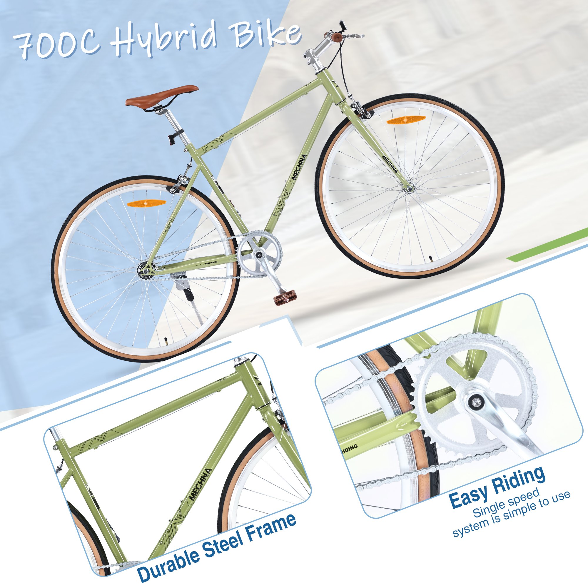 MEGHNA 700C Vintage Road Bicycle With Caliper Brake Single Speed Commuter City Bike