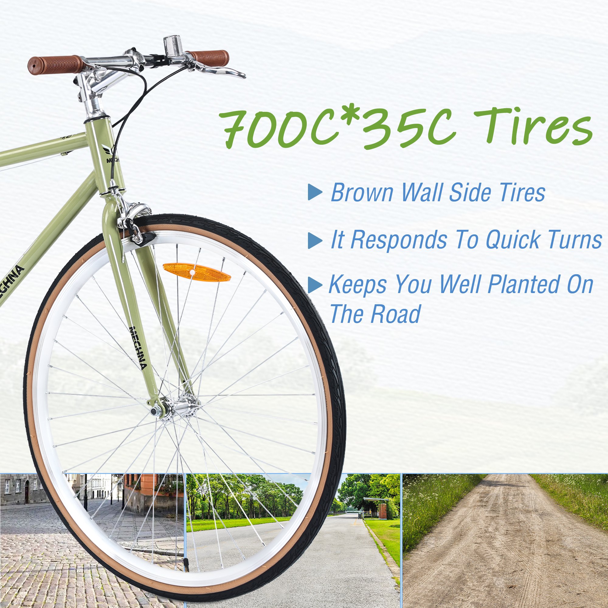 MEGHNA 700C Vintage Road Bicycle With Caliper Brake Single Speed Commuter City Bike