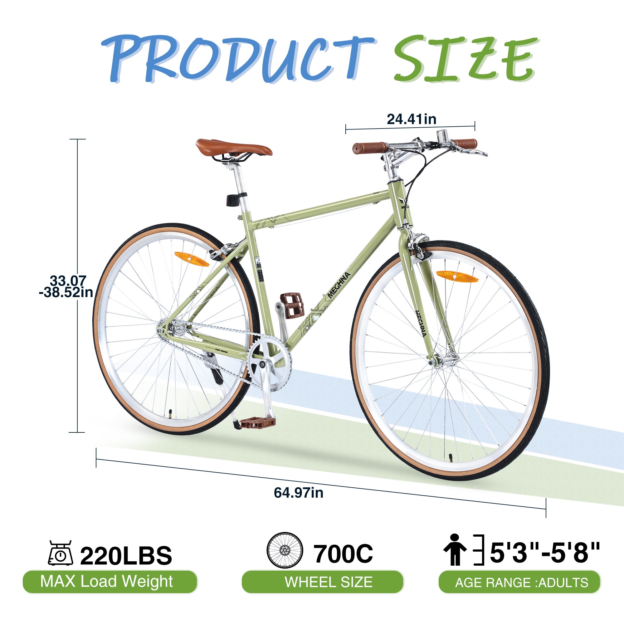 MEGHNA 700C Vintage Road Bicycle With Caliper Brake Single Speed Commuter City Bike