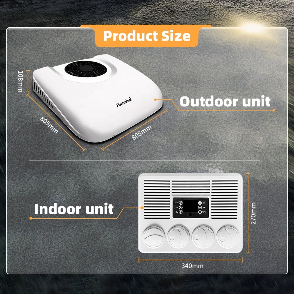 Puremind Hot Sale Rooftop Truck Parking Air Conditioner Electric 12V 24V for Excavator Trucks