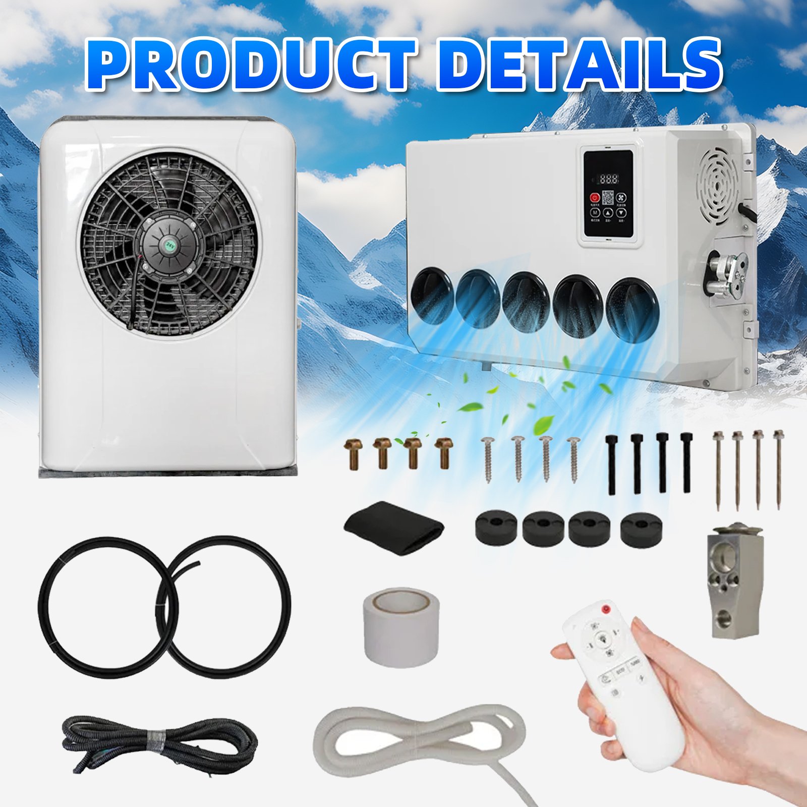 Car AC Cooling Parking Air Conditioner 12v Auto Air Conditioning 24V Electric Truck Air Conditioner