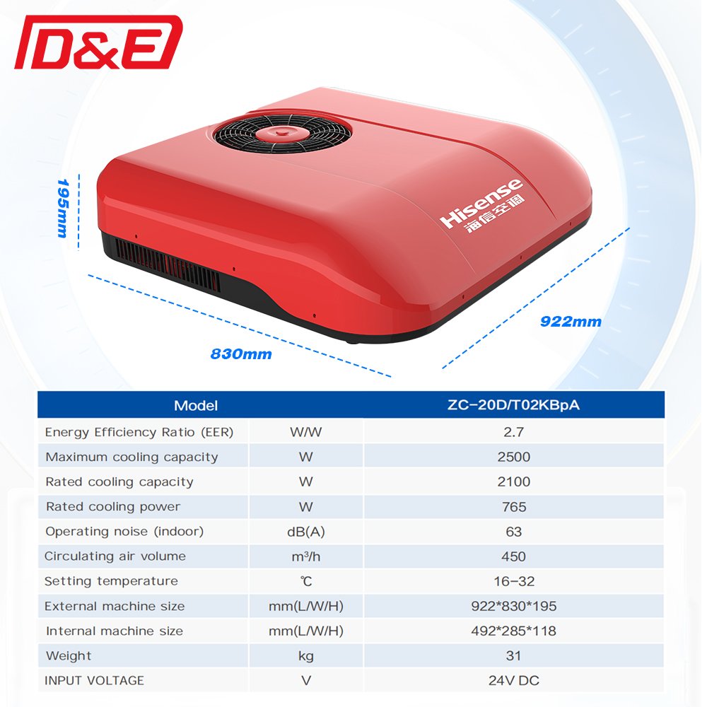 New Auto Parking Conditioner Hisense Classic 24 Volt DC Rooftop Air Conditioner System for Cars Trucks RVs