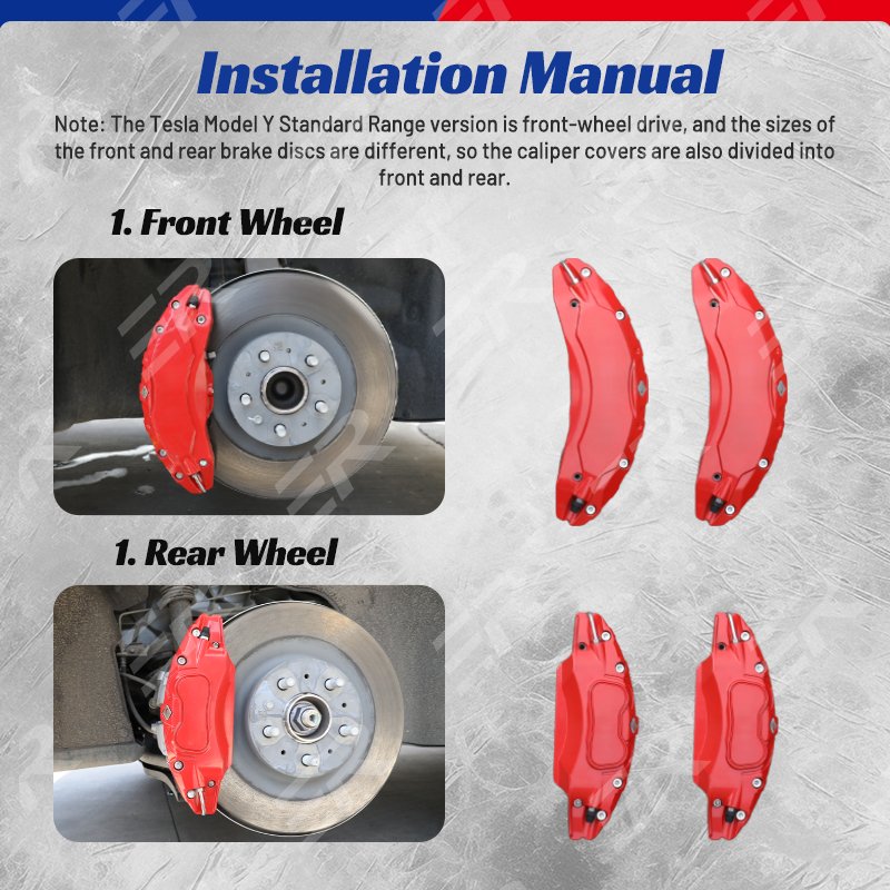 Car Exterior Accessories Aluminum Alloy Front & Rear Brake Caliper Covers for Model Y 2021-2024