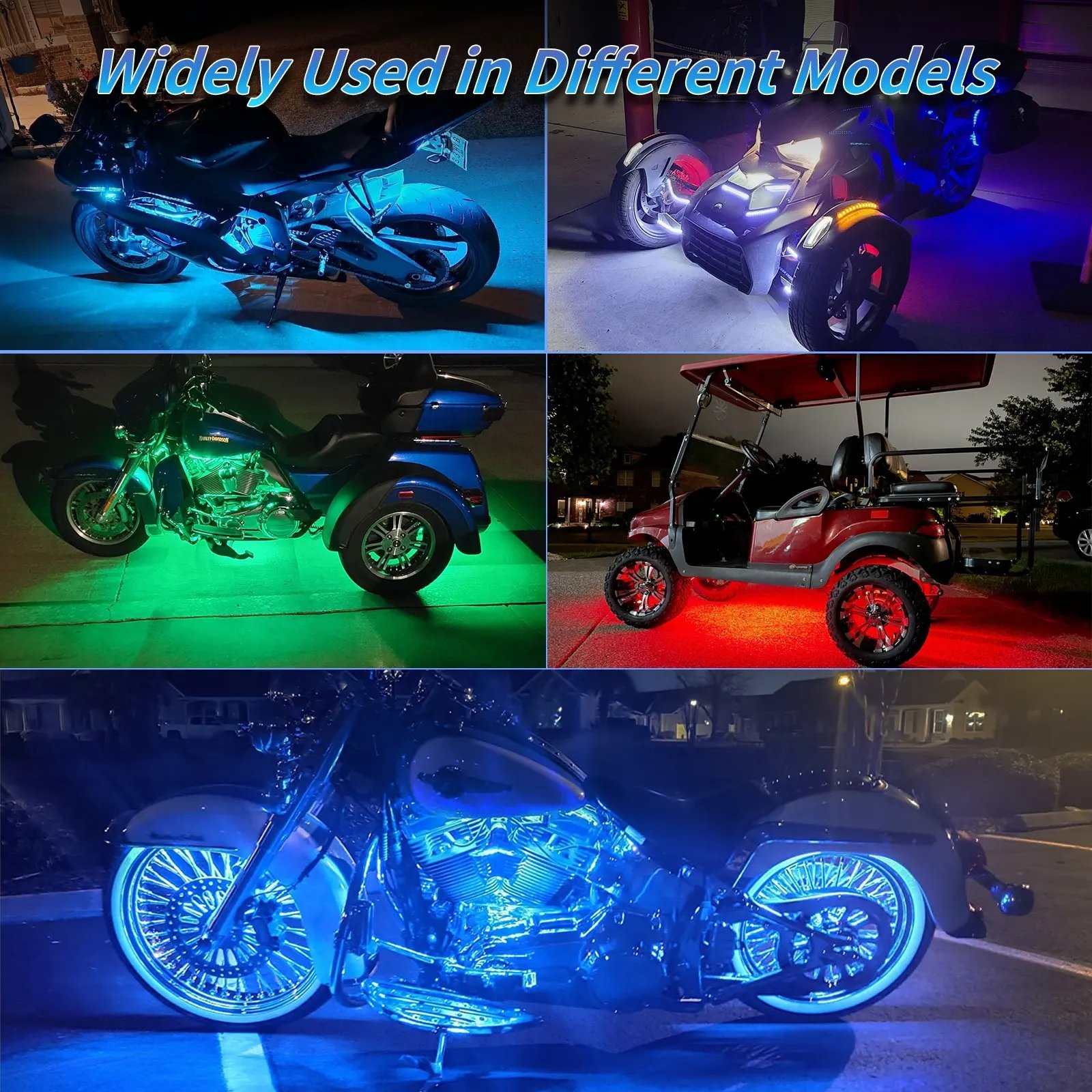 8Pcs Segmented Motorcycle Warning Light Remote Control Light RGB LED Light Kit Underbody Neon Strip Engine Underlight